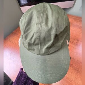 Lands' End Olive Green Trappers Nylon Hat Sherpa Lined Sz S/M